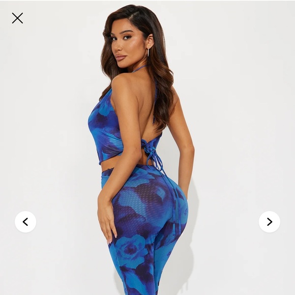 Angela Floral Mesh Pant Set - Picture 2 of 4